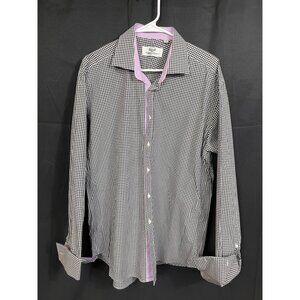 Business to Business SKU 7781 Mens Black Checkered Button-Up Shirt Size XL